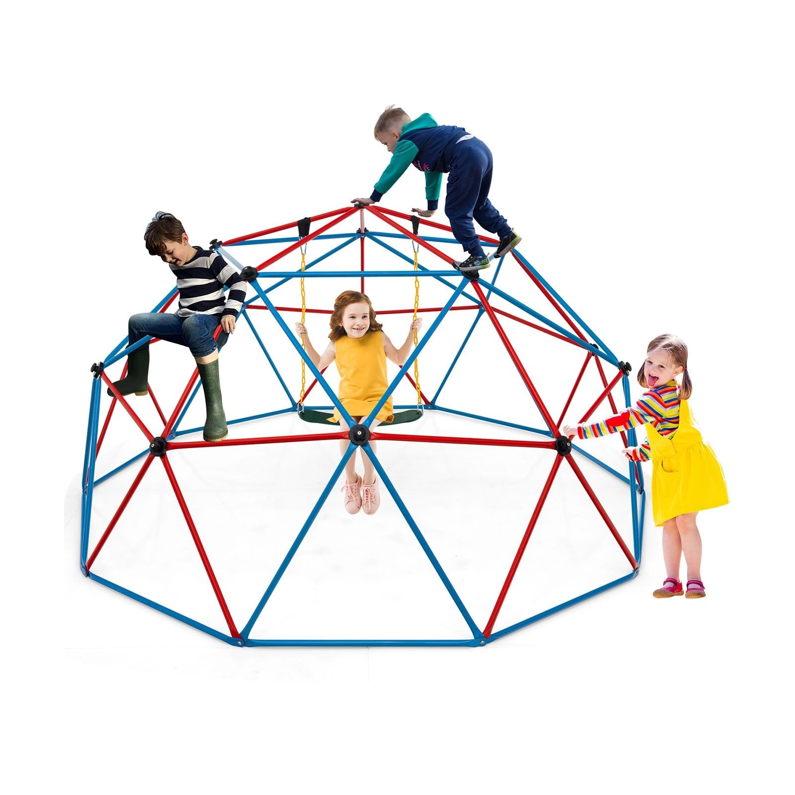 10 Feet Dome Climber with Swing and 800 Lbs Load Capacity, Red Climbers & Slides   at Gallery Canada