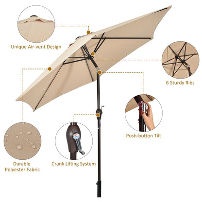 10 Feet Outdoor Patio Umbrella with Tilt Adjustment and Crank-beige, Beige Outdoor Umbrellas   at Gallery Canada