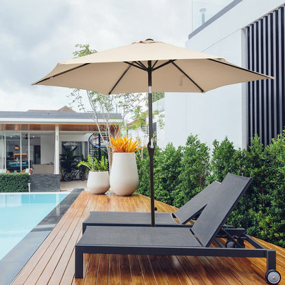 10 Feet Outdoor Patio Umbrella with Tilt Adjustment and Crank-beige, Beige Outdoor Umbrellas   at Gallery Canada