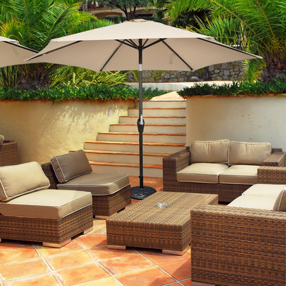 10 Feet Outdoor Patio Umbrella with Tilt Adjustment and Crank-beige, Beige Outdoor Umbrellas   at Gallery Canada