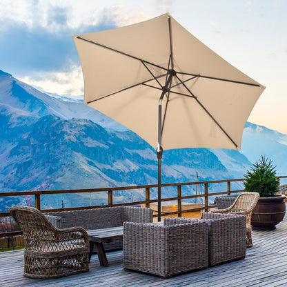 10 Feet Outdoor Patio Umbrella with Tilt Adjustment and Crank-beige, Beige Outdoor Umbrellas   at Gallery Canada