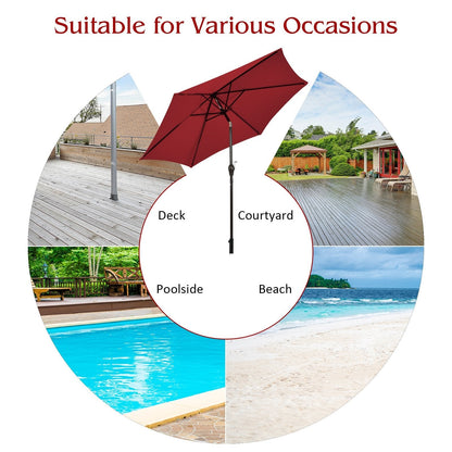 10 Feet Outdoor Patio Umbrella with Tilt Adjustment and Crank, Dark Red Outdoor Umbrellas   at Gallery Canada