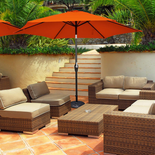 10 Feet Outdoor Patio Umbrella with Tilt Adjustment and Crank, Orange Outdoor Umbrellas   at Gallery Canada