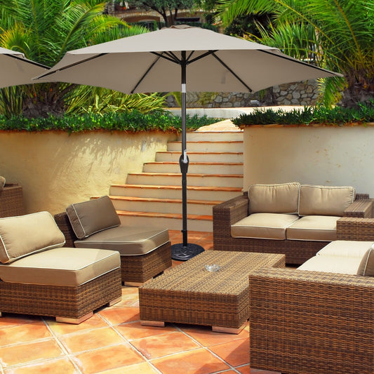 10 Feet Outdoor Patio Umbrella with Tilt Adjustment and Crank, Tan Outdoor Umbrellas   at Gallery Canada