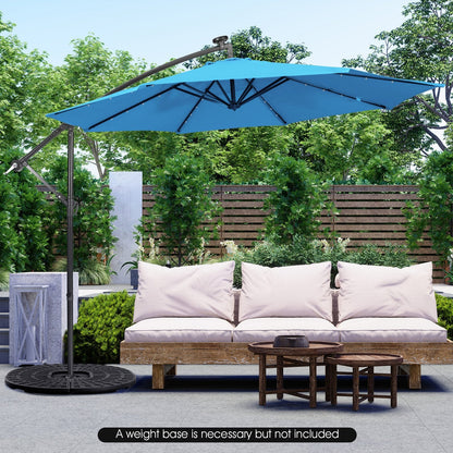 10 Feet Patio Solar Powered Cantilever Umbrella with Tilting System, Blue Outdoor Umbrellas   at Gallery Canada