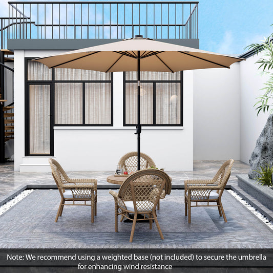 10 Feet Patio Umbrella with 112 Solar Lights and Crank Handle, Beige Outdoor Umbrellas   at Gallery Canada