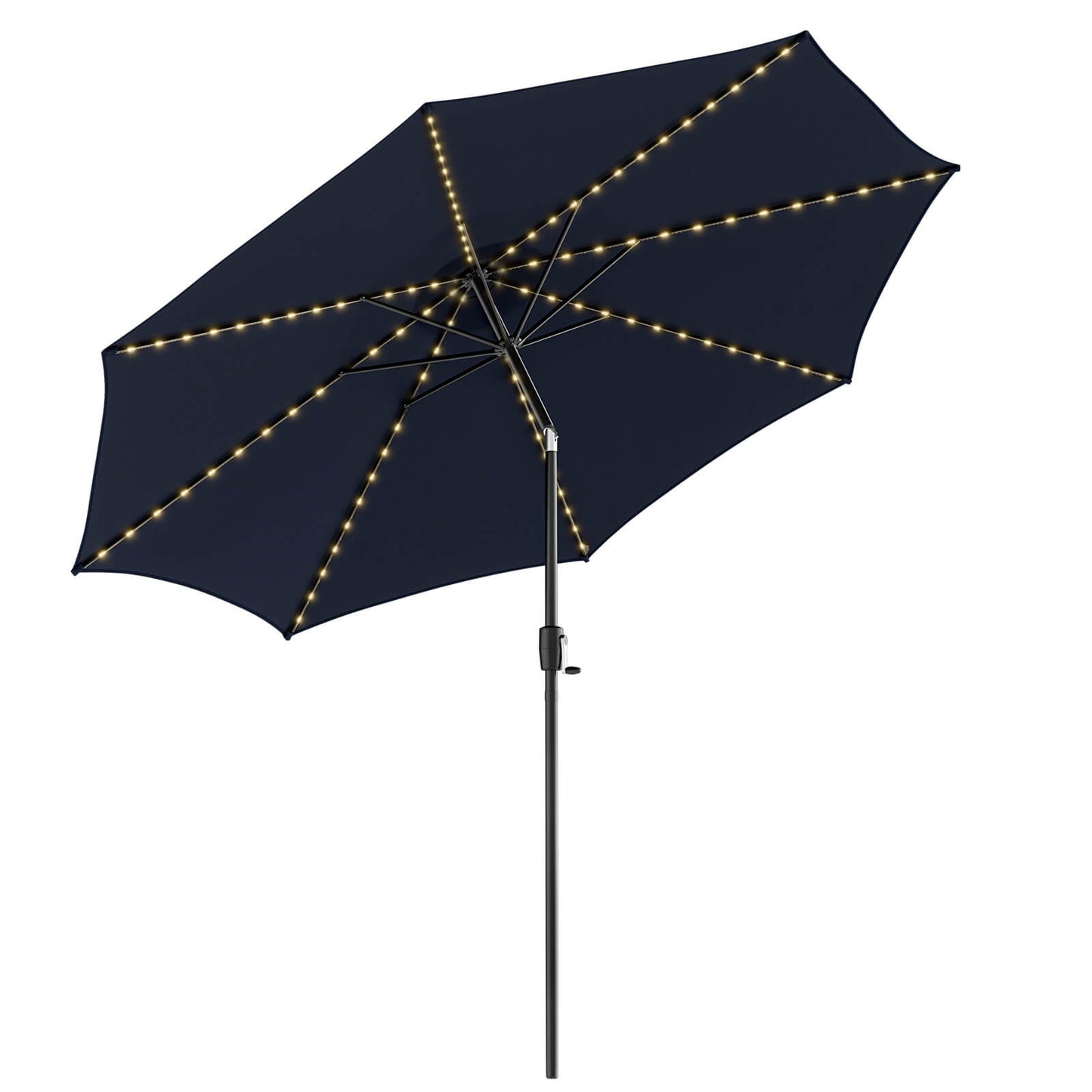 10 Feet Patio Umbrella with 112 Solar Lights and Crank Handle, Navy Outdoor Umbrellas   at Gallery Canada