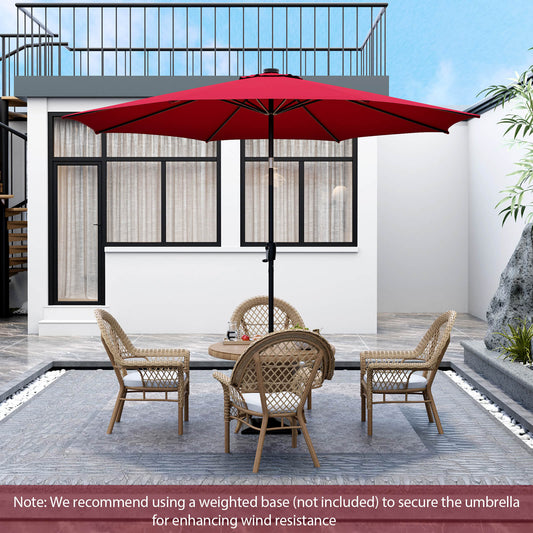 10 Feet Patio Umbrella with 112 Solar Lights and Crank Handle, Wine Outdoor Umbrellas   at Gallery Canada