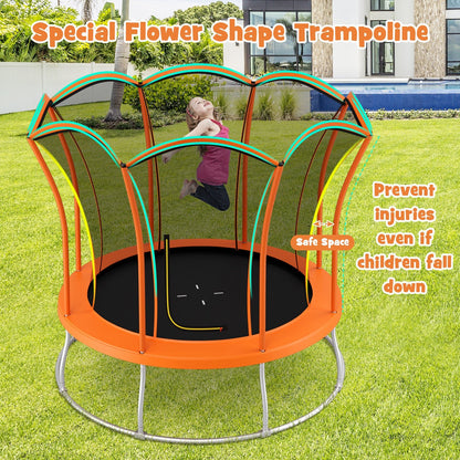 10 Feet Unique Flower Shape Trampoline with Galvanized Steel Frame, Orange Trampolines   at Gallery Canada