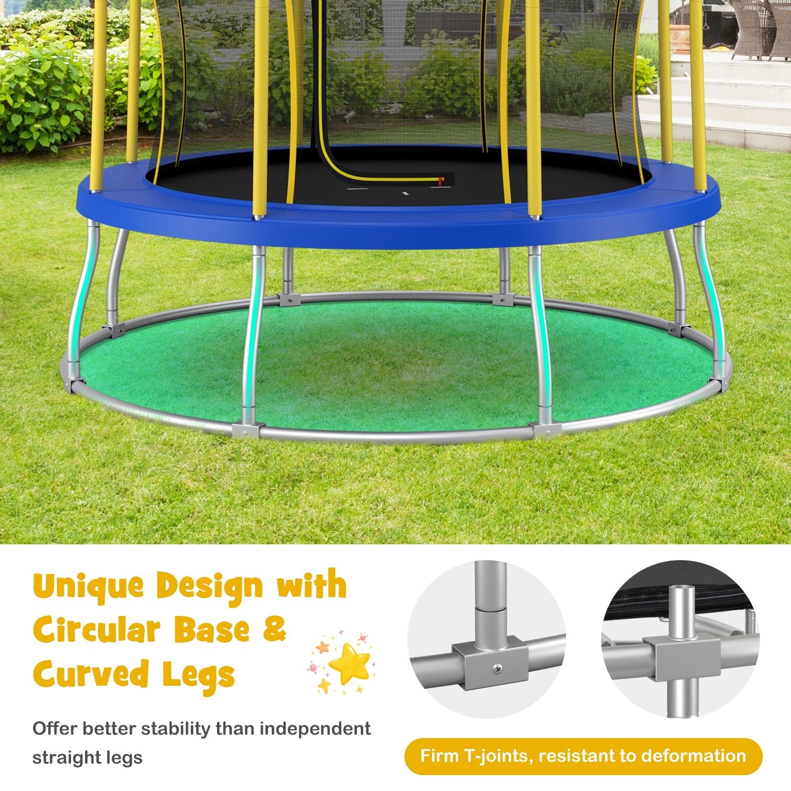 10 Feet Unique Flower Shape Trampoline with Galvanized Steel Frame, Yellow Trampolines   at Gallery Canada