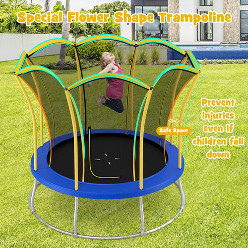 10 Feet Unique Flower Shape Trampoline with Galvanized Steel Frame, Yellow