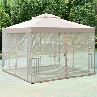 10 Feet x 10 Feet Awning Patio Screw-free Structure Canopy Tent, Brown Gazebos   at Gallery Canada