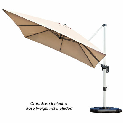 10 ft 360 Degree Tilt Aluminum Square Patio Offset Cantilever Umbrella without Weight Base, Beige Outdoor Umbrellas   at Gallery Canada