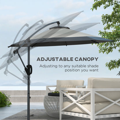 10 FT Cantilever Umbrella, Round Hanging Offset Umbrella with Crank, Tilt and Cross Base for Garden, Backyard, Grey Cantilever Umbrellas   at Gallery Canada