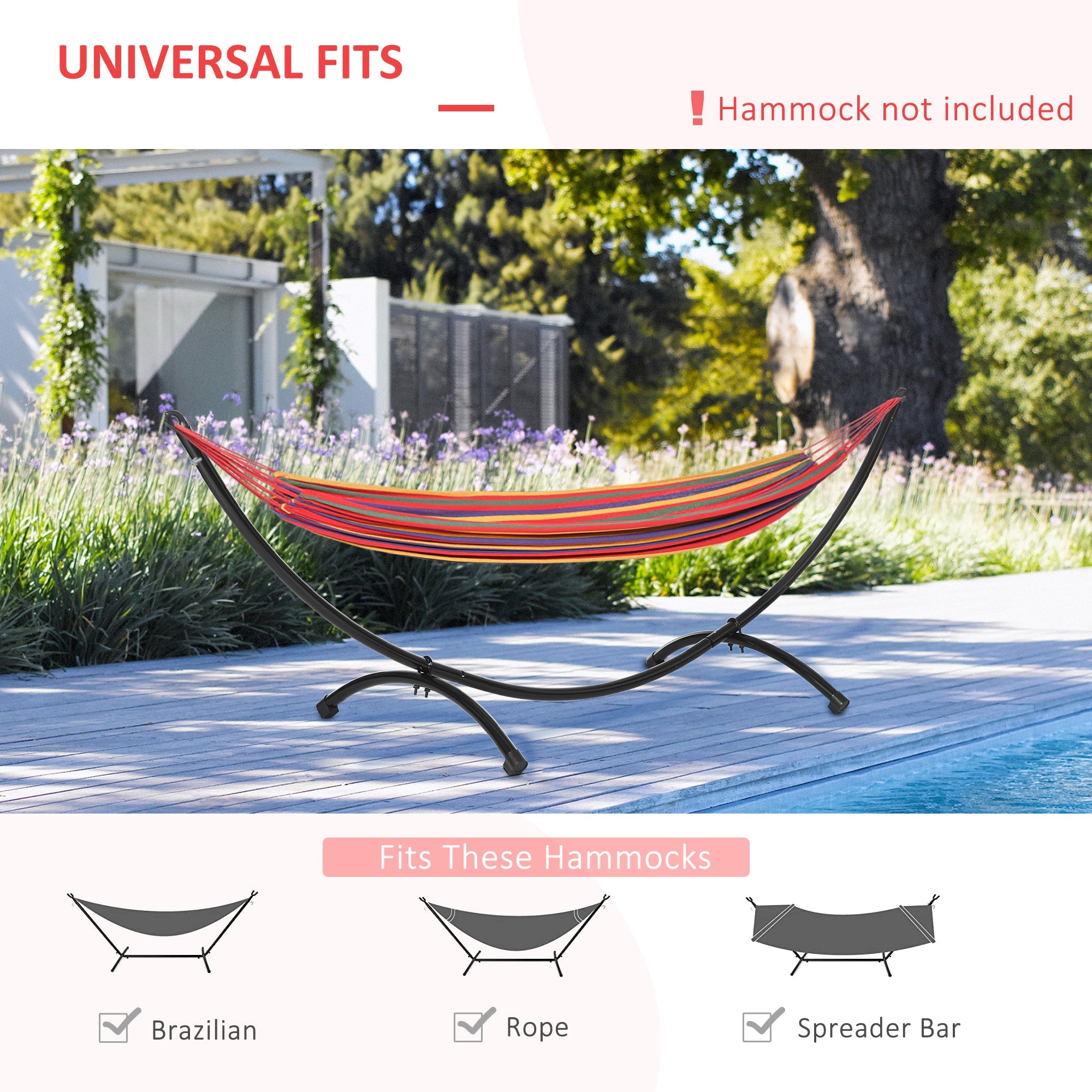 10' Hammock Stand with Steel Frame, Hammock Chair Stand Only for Garden, Camping, Picnic, Outdoor, Patio, Black Hammock Stands   at Gallery Canada