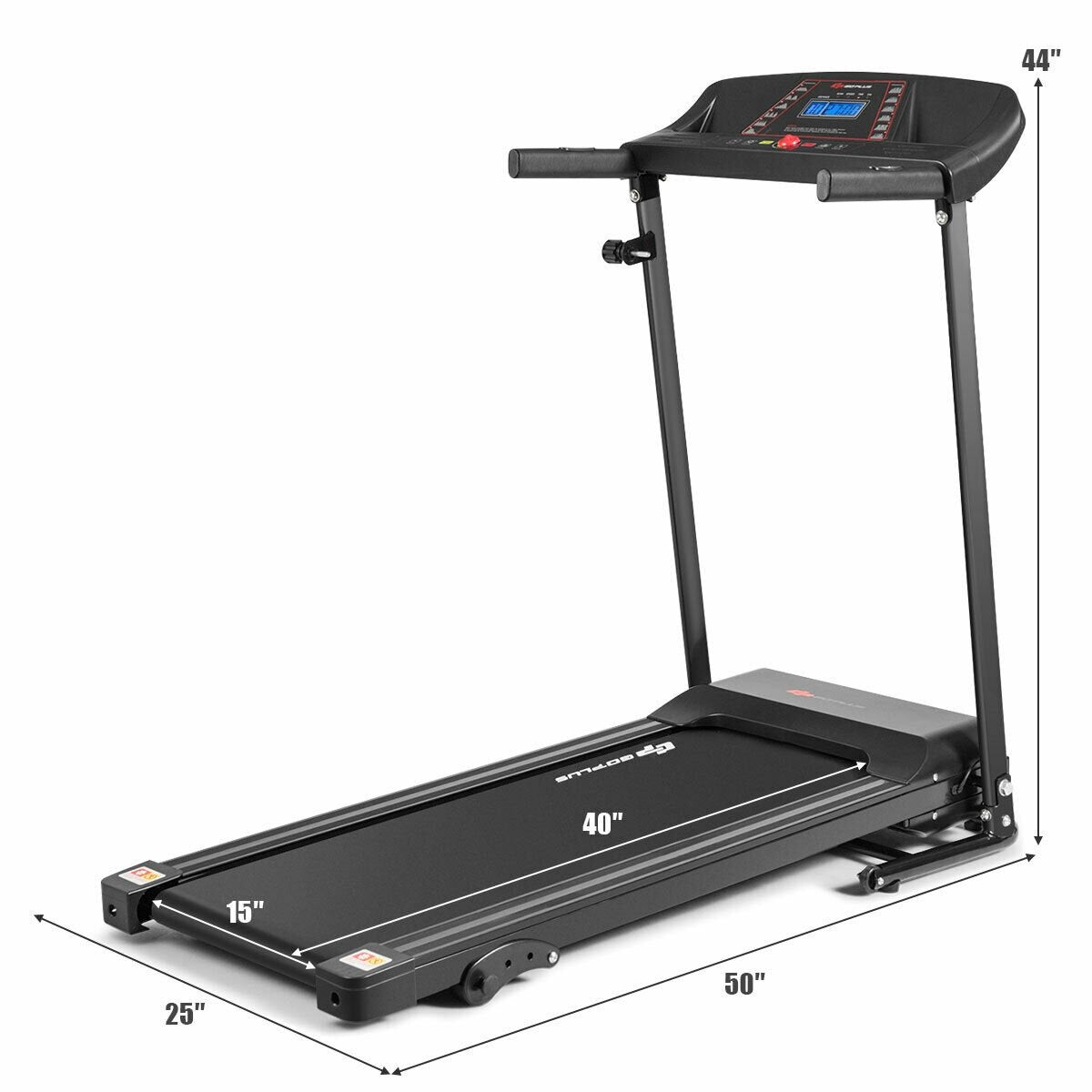 1.0 hp Foldable Treadmill Electric Support Mobile Power, Black Treadmills   at Gallery Canada