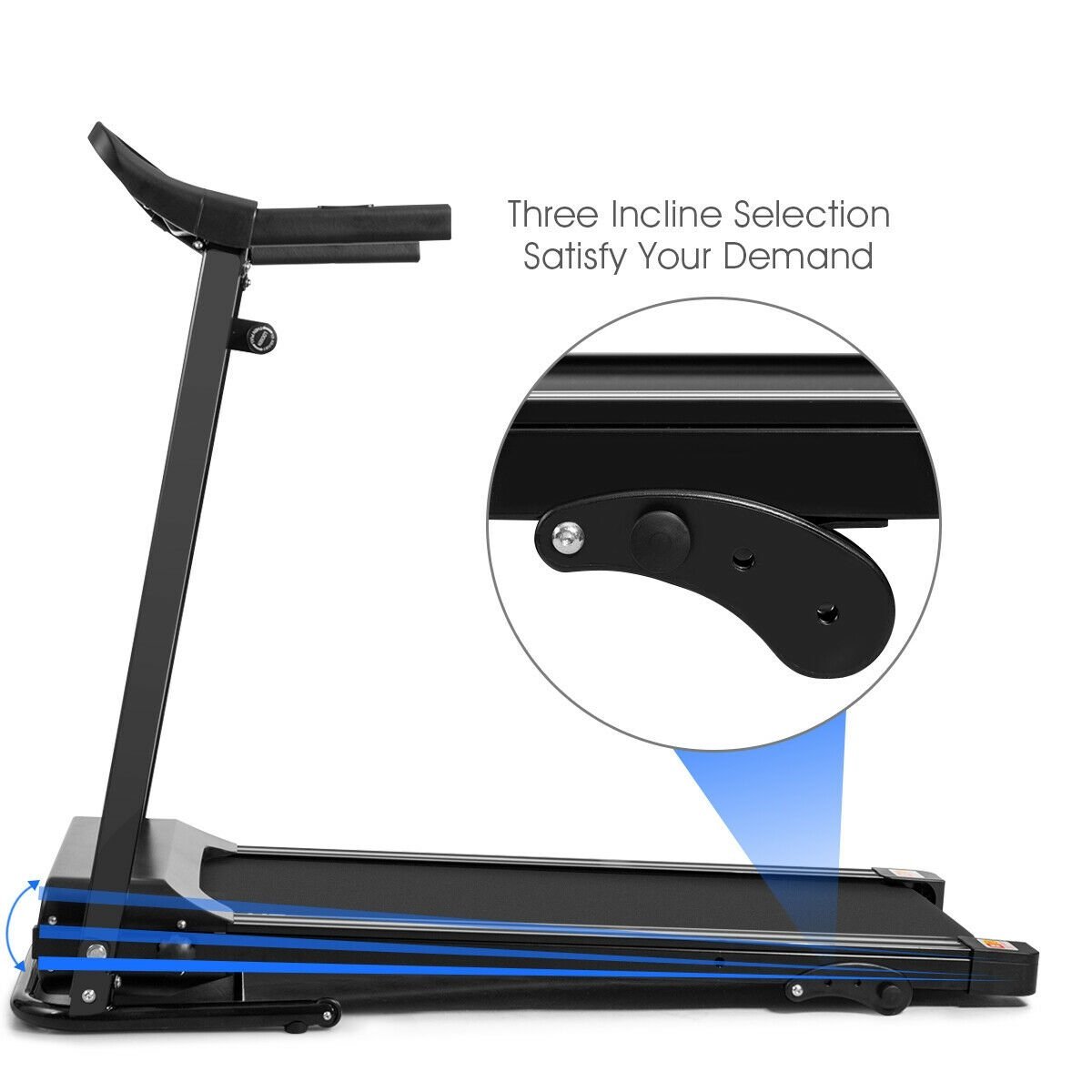 1.0 hp Foldable Treadmill Electric Support Mobile Power, Black Treadmills   at Gallery Canada