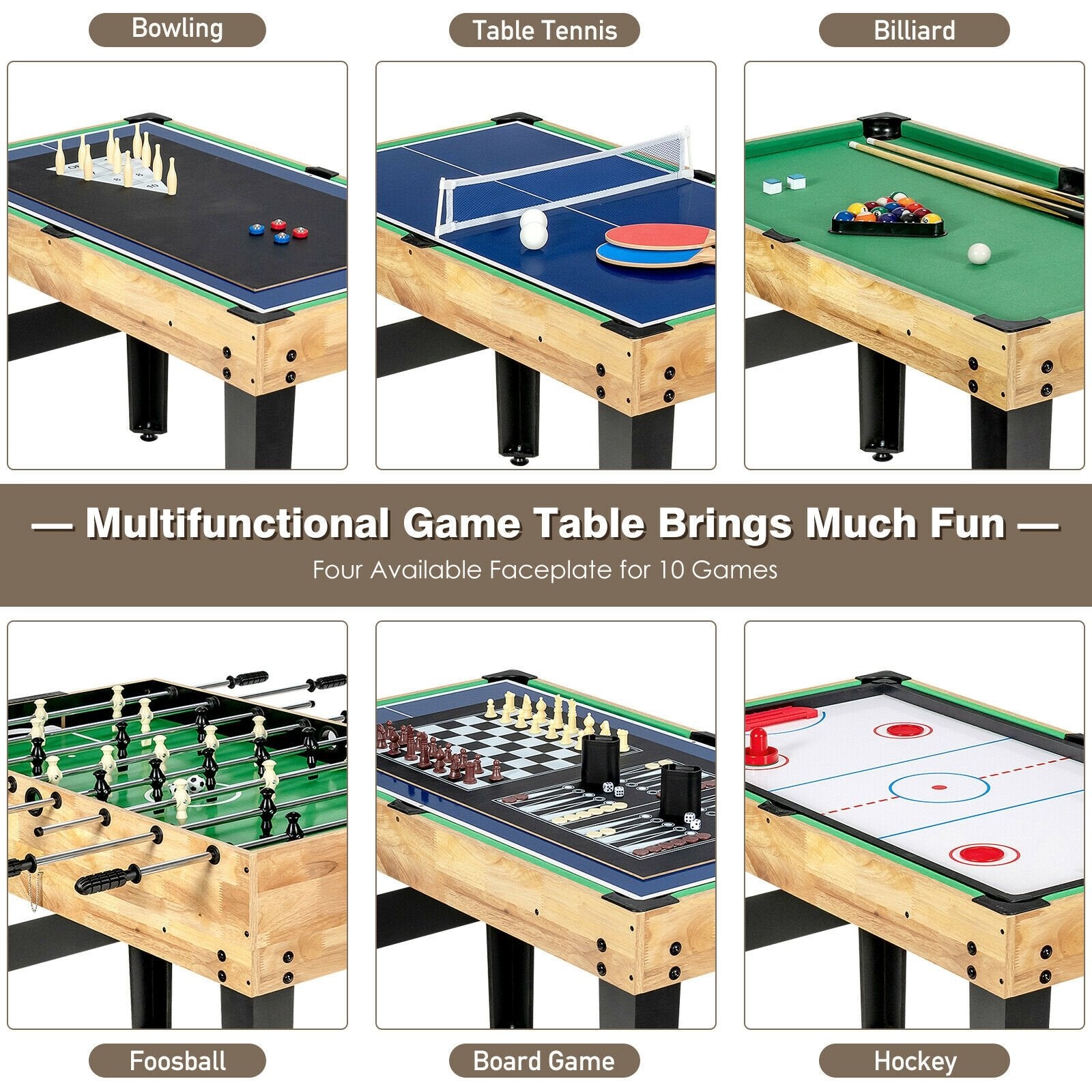 10-in-1 Multi Combo Game Table Set for Home, Multicolor Game Room   at Gallery Canada