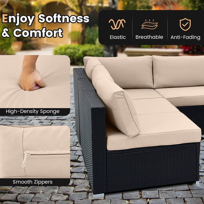 10 Piece Outdoor Wicker Conversation Set with Seat and Back Cushions, Beige Patio Conversation Sets   at Gallery Canada