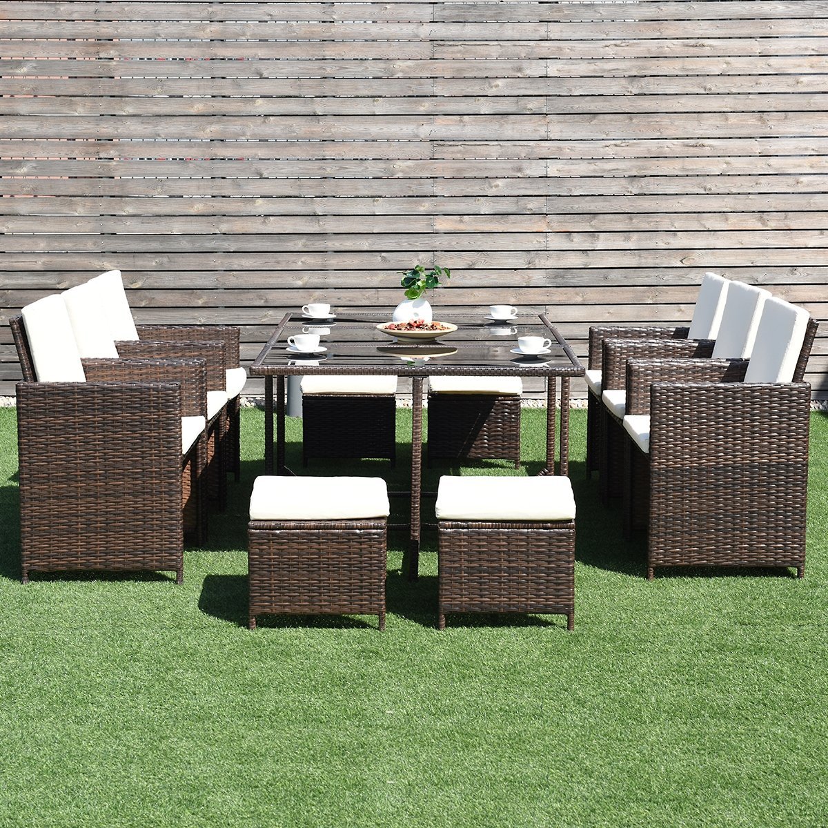 10 Pieces Outdoor Patio Dining Set, Brown Patio Dining Sets   at Gallery Canada