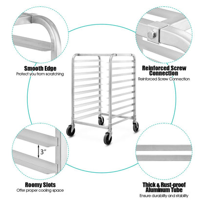 10 Sheets Aluminum Rolling Bakery Pan Rack, Silver Baker's Racks   at Gallery Canada