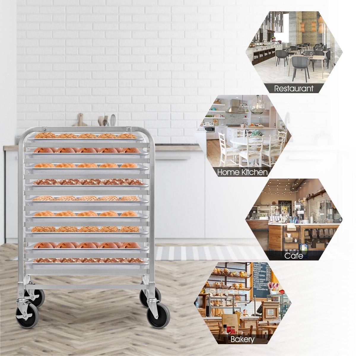 10 Sheets Aluminum Rolling Bakery Pan Rack, Silver Baker's Racks   at Gallery Canada