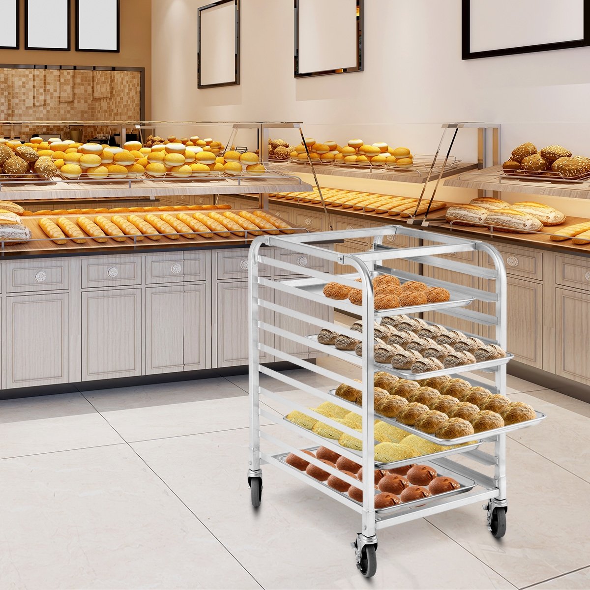 10 Sheets Aluminum Rolling Bakery Pan Rack, Silver Baker's Racks   at Gallery Canada