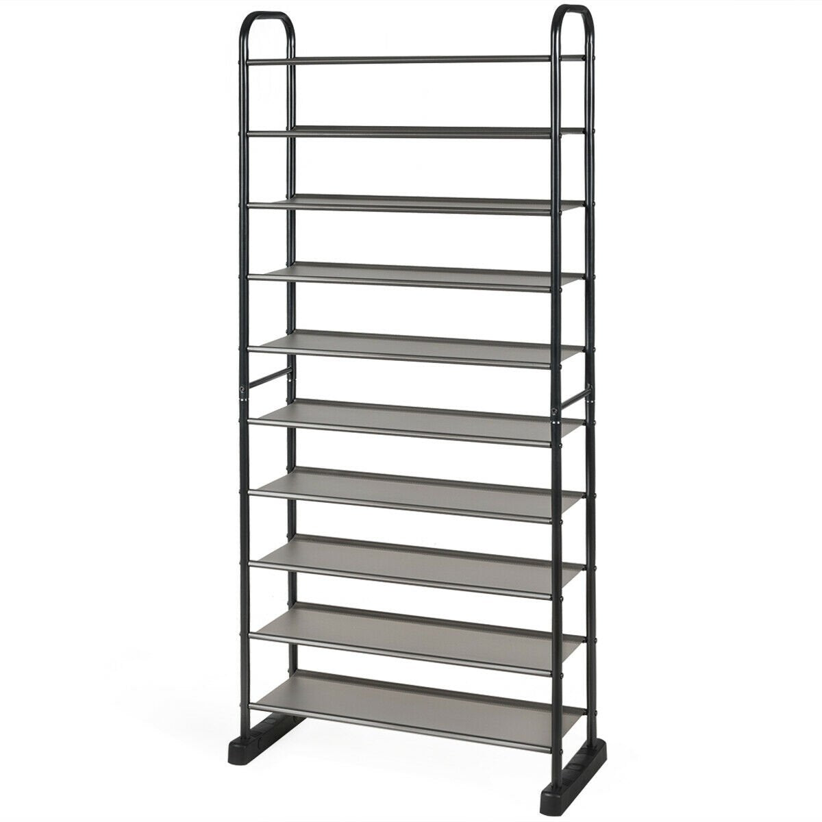 10-Tier Free-Standing Metal Frame Shoe Rack, Black Shoe Racks & Storage Benches   at Gallery Canada