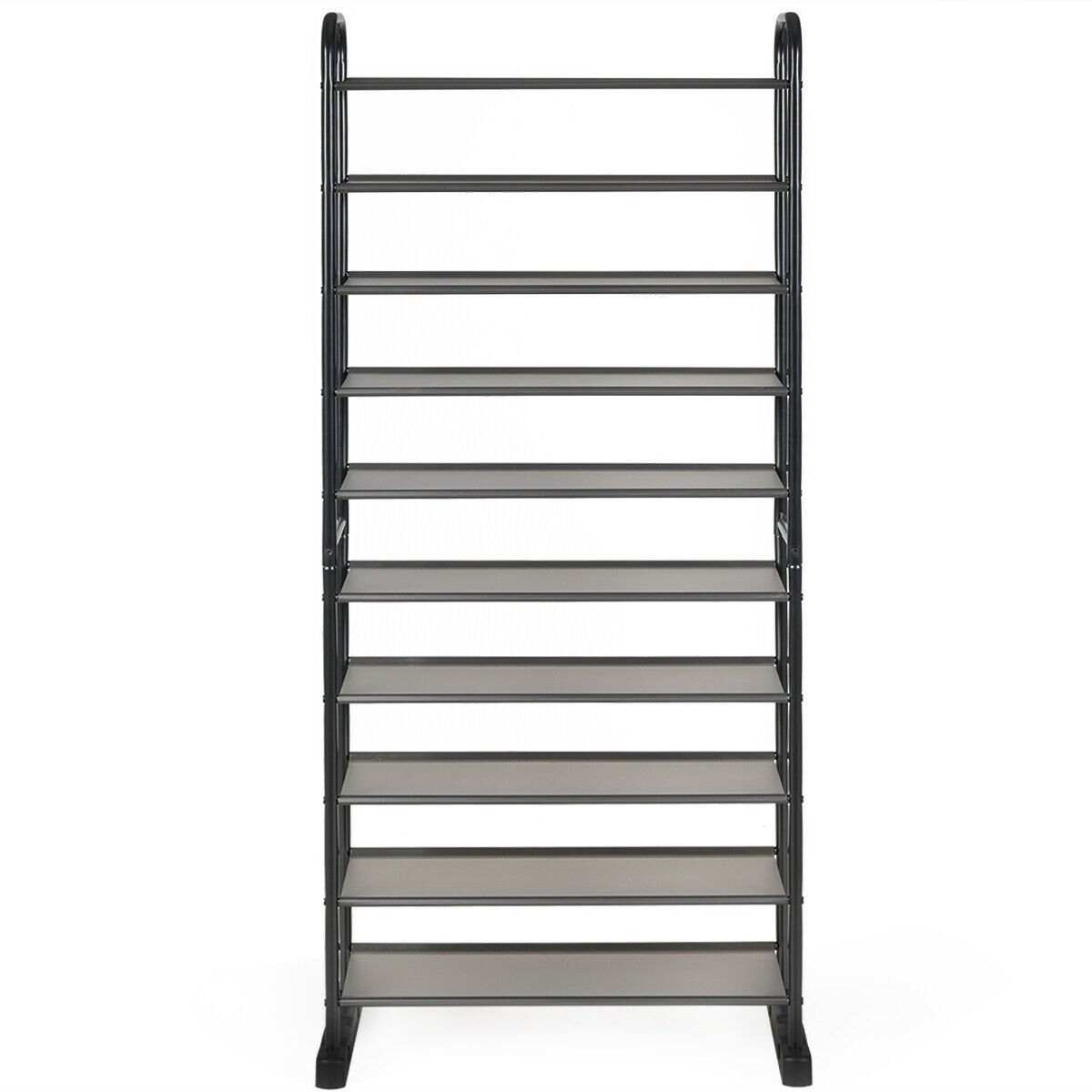 10-Tier Free-Standing Metal Frame Shoe Rack, Black Shoe Racks & Storage Benches   at Gallery Canada