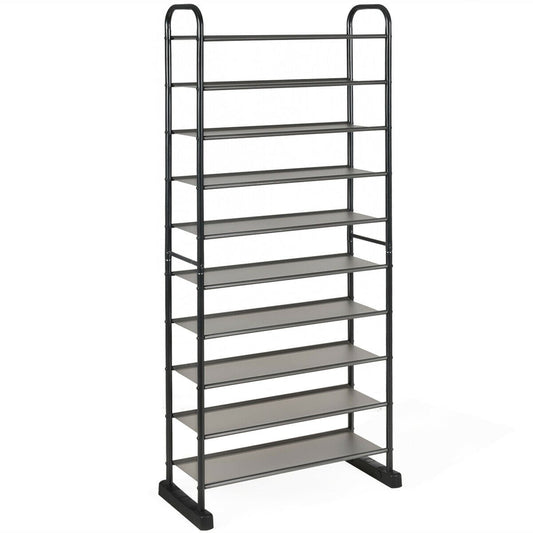 10-Tier Free-Standing Metal Frame Shoe Rack, Black Shoe Racks & Storage Benches   at Gallery Canada