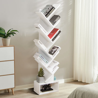 10-tier Tree Bookshelf with Drawer Free-standing Storage Bookcase, White Bookcases   at Gallery Canada