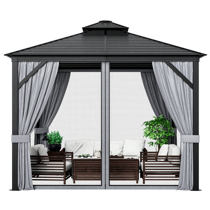 10 x 10 Feet Double-Top Hardtop Gazebo with Galvanized Steel Roof, Gray Gazebos   at Gallery Canada