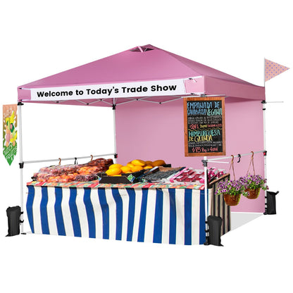 10 x 10 Feet Foldable Commercial Pop-up Canopy with Roller Bag and Banner Strip, Pink Canopies   at Gallery Canada