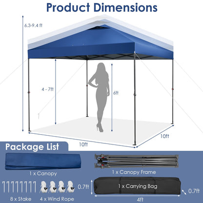 10 x 10 Feet Foldable Outdoor Instant Pop-up Canopy with Carry Bag, Blue Canopies   at Gallery Canada