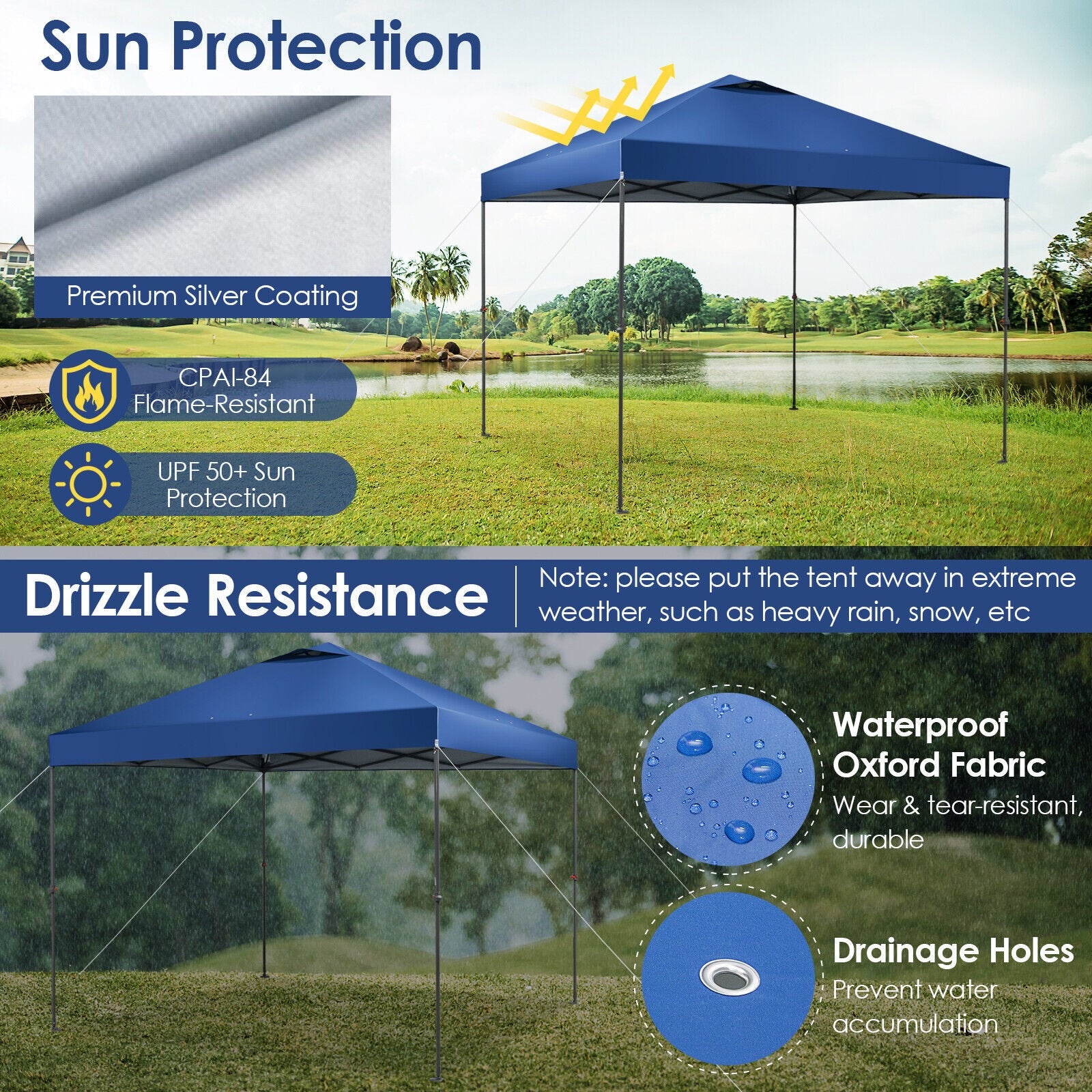 10 x 10 Feet Foldable Outdoor Instant Pop-up Canopy with Carry Bag, Blue Canopies   at Gallery Canada