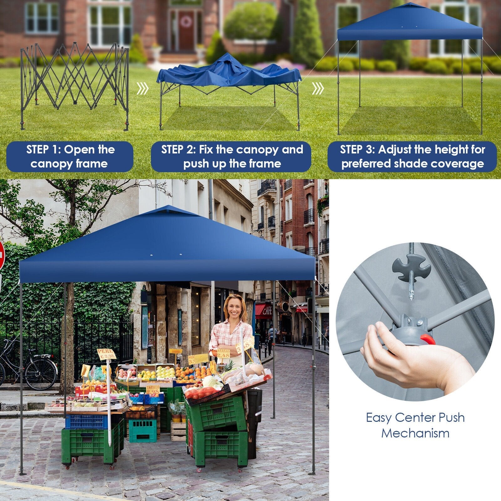 10 x 10 Feet Foldable Outdoor Instant Pop-up Canopy with Carry Bag, Blue Canopies   at Gallery Canada