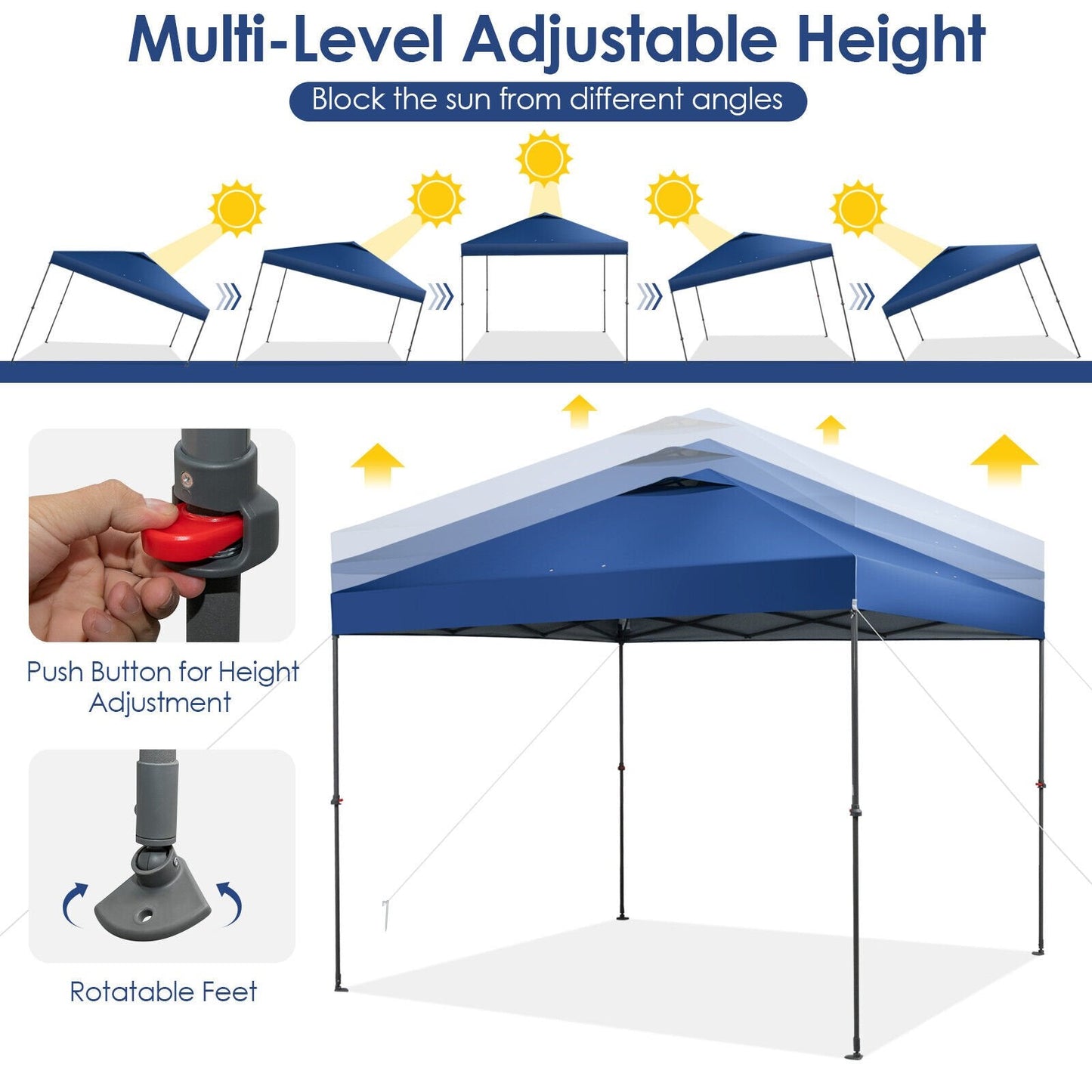 10 x 10 Feet Foldable Outdoor Instant Pop-up Canopy with Carry Bag, Blue Canopies   at Gallery Canada