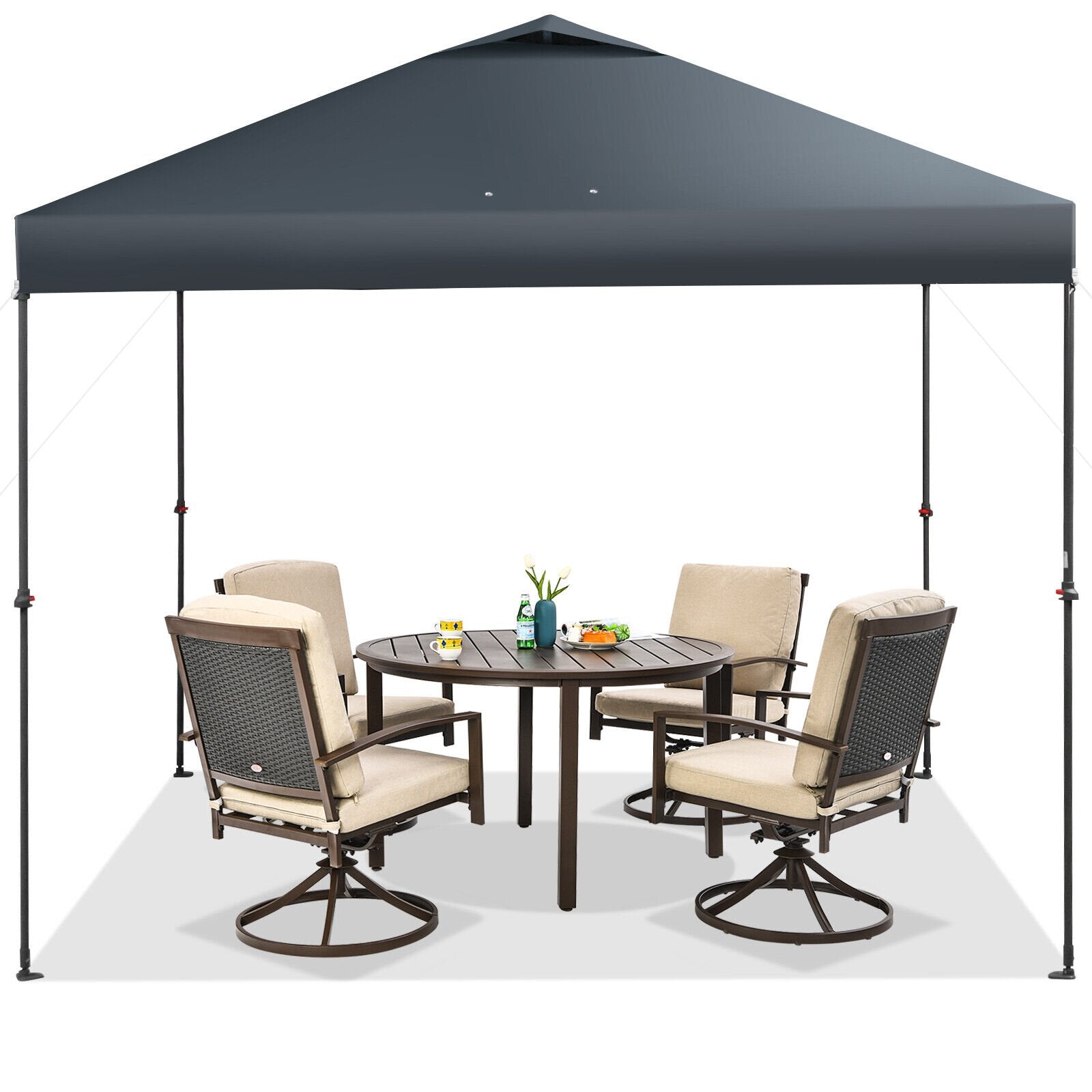 10 x 10 Feet Foldable Outdoor Instant Pop-up Canopy with Carry Bag, Gray Canopies   at Gallery Canada