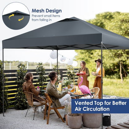 10 x 10 Feet Foldable Outdoor Instant Pop-up Canopy with Carry Bag, Gray Canopies   at Gallery Canada