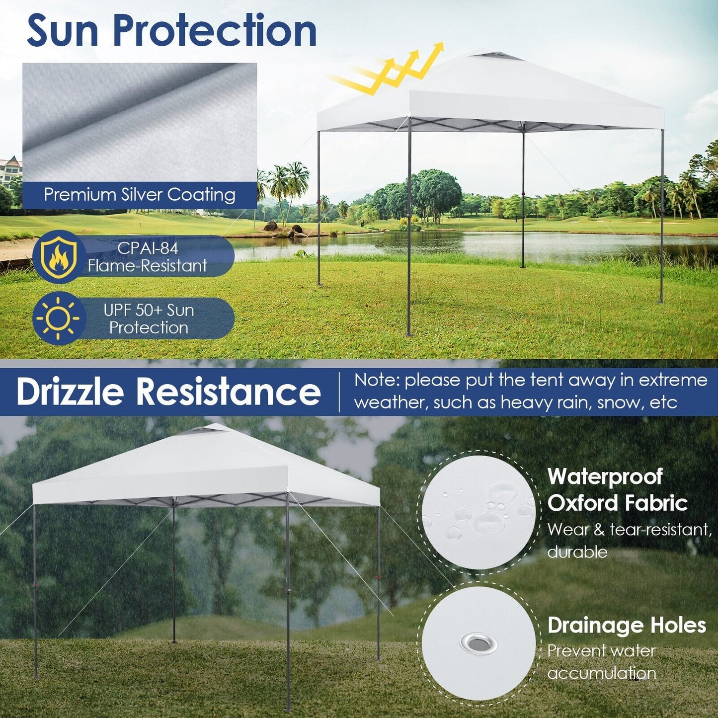 10 x 10 Feet Foldable Outdoor Instant Pop-up Canopy with Carry Bag, White Canopies   at Gallery Canada