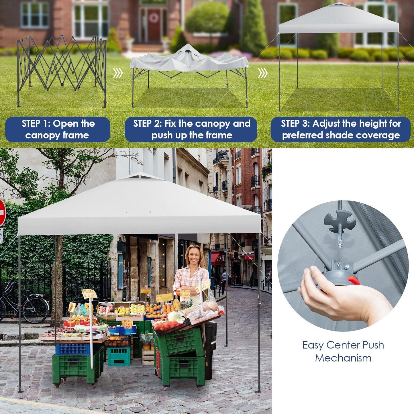 10 x 10 Feet Foldable Outdoor Instant Pop-up Canopy with Carry Bag, White Canopies   at Gallery Canada