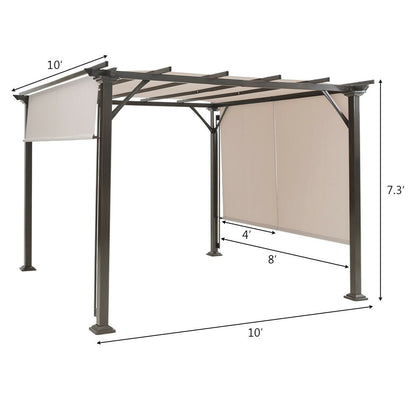 10 x 10 Feet Metal Frame Patio Furniture Shelter, Beige Gazebos   at Gallery Canada