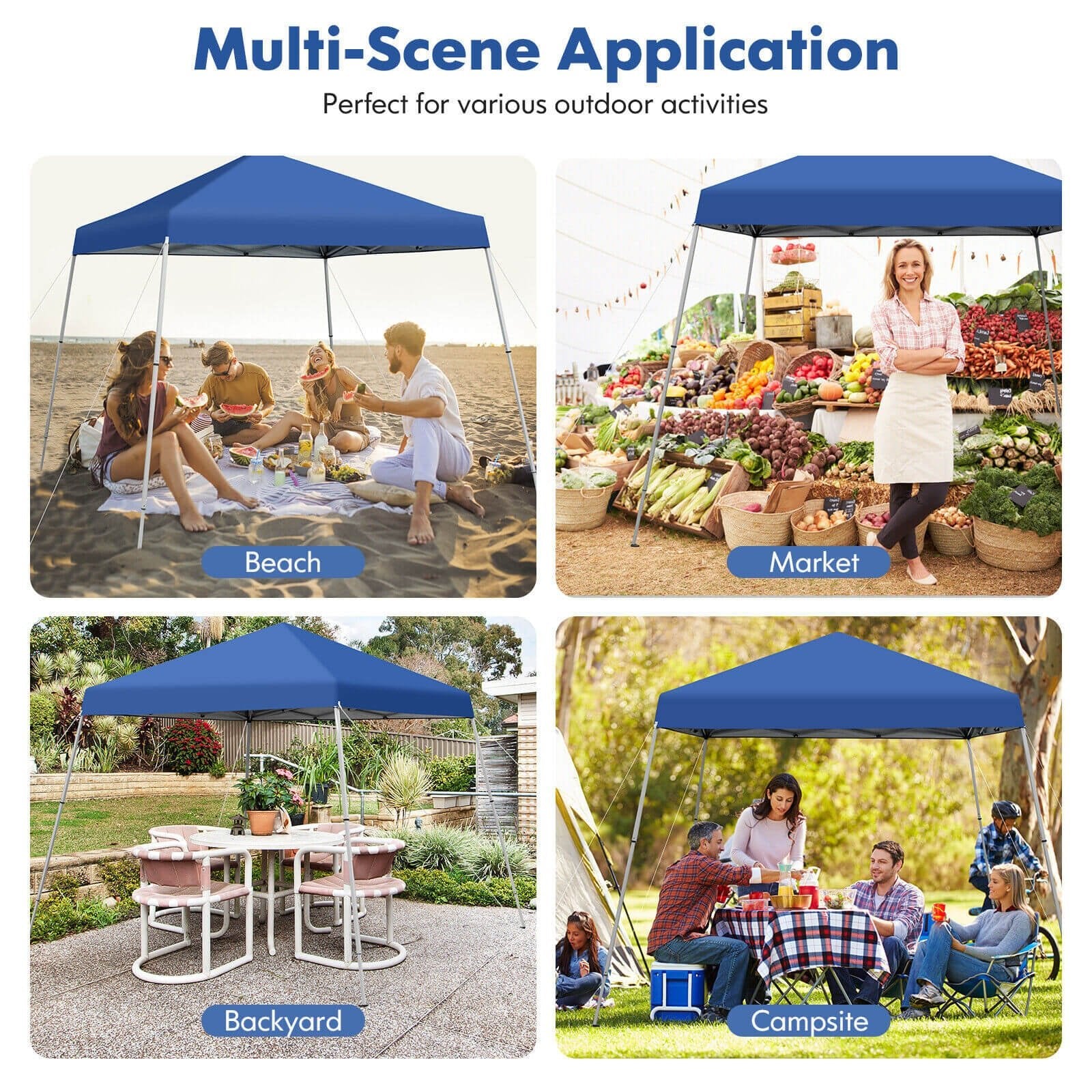 10 x 10 Feet Outdoor Instant Pop-up Canopy with Carrying Bag, Blue Canopies   at Gallery Canada