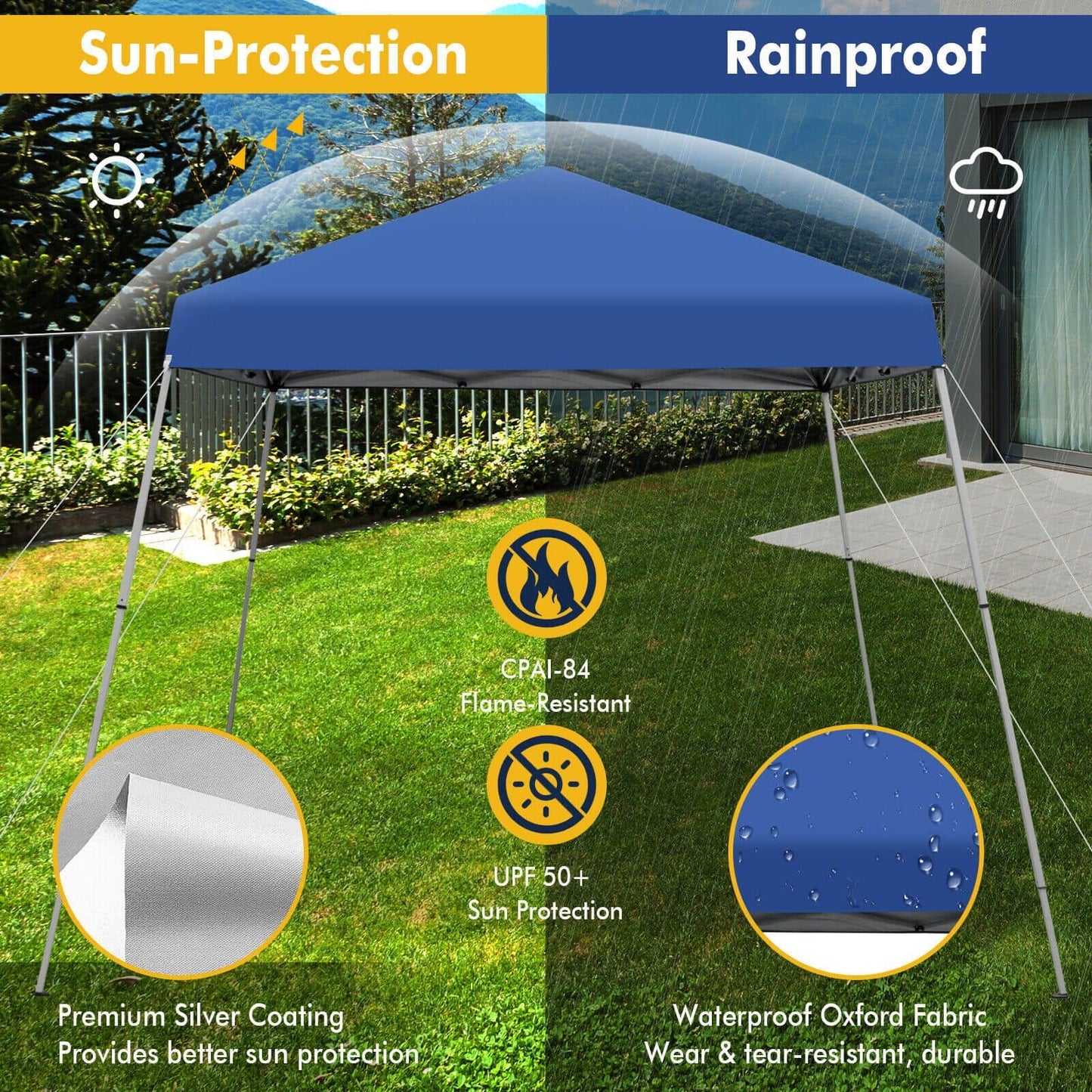 10 x 10 Feet Outdoor Instant Pop-up Canopy with Carrying Bag, Blue Canopies   at Gallery Canada