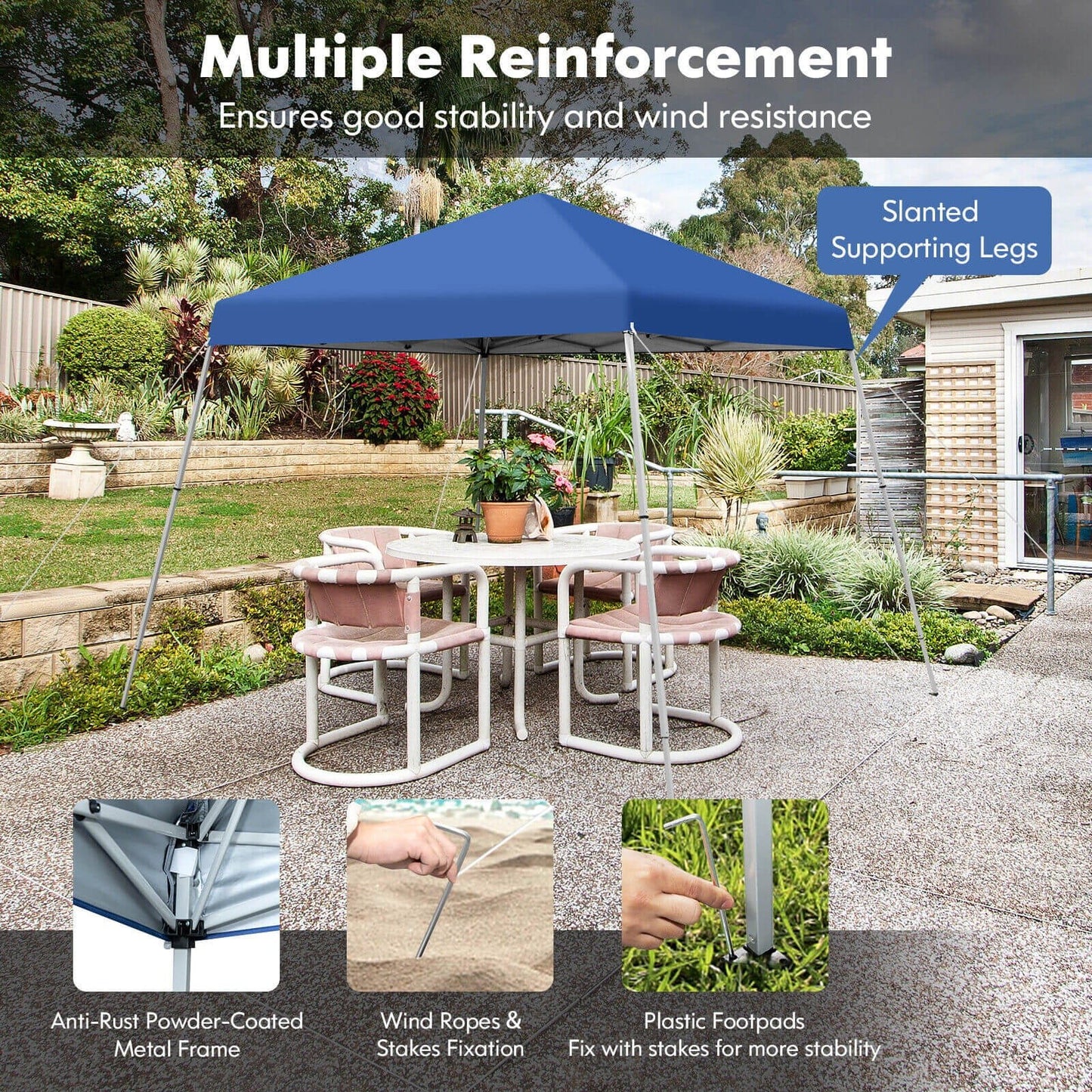 10 x 10 Feet Outdoor Instant Pop-up Canopy with Carrying Bag, Blue Canopies   at Gallery Canada