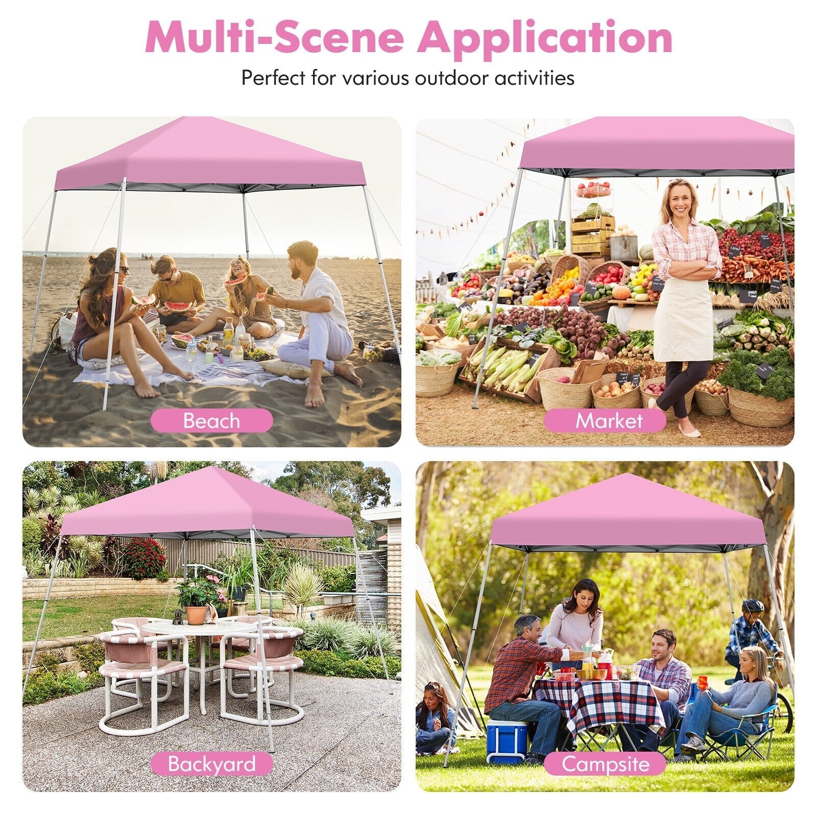 10 x 10 Feet Outdoor Instant Pop-up Canopy with Carrying Bag, Pink Canopies   at Gallery Canada