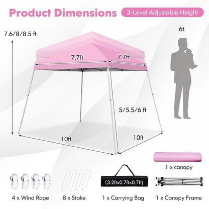 10 x 10 Feet Outdoor Instant Pop-up Canopy with Carrying Bag, Pink Canopies   at Gallery Canada