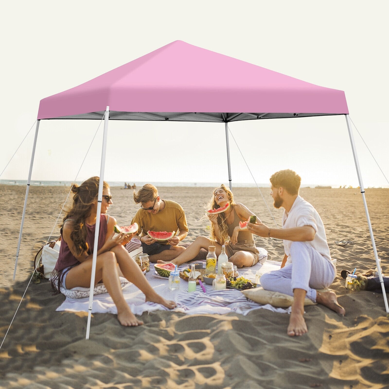 10 x 10 Feet Outdoor Instant Pop-up Canopy with Carrying Bag, Pink Canopies   at Gallery Canada