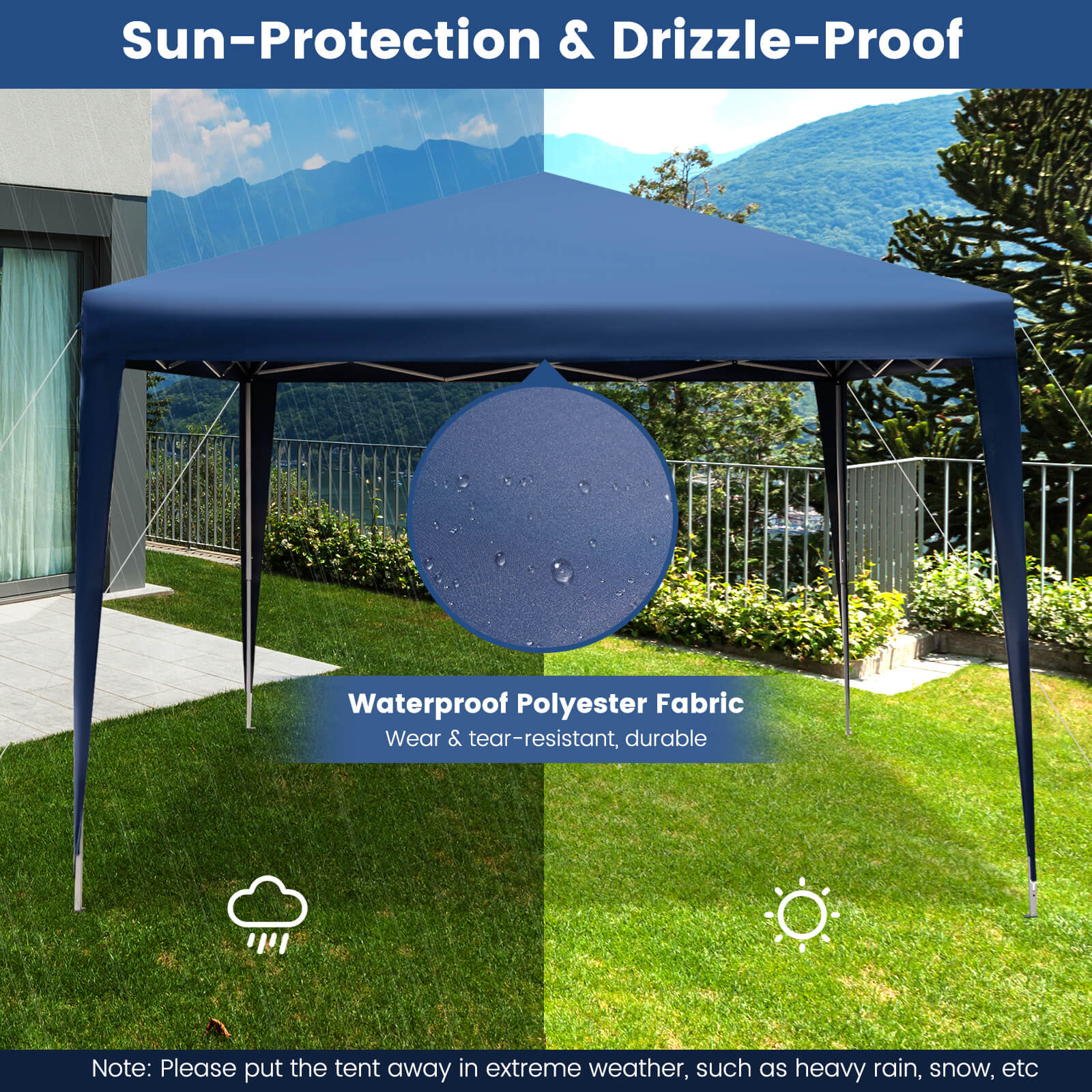 10 x 10 Feet Outdoor Pop-up Patio Canopy for  Beach and Camp, Blue Canopies   at Gallery Canada