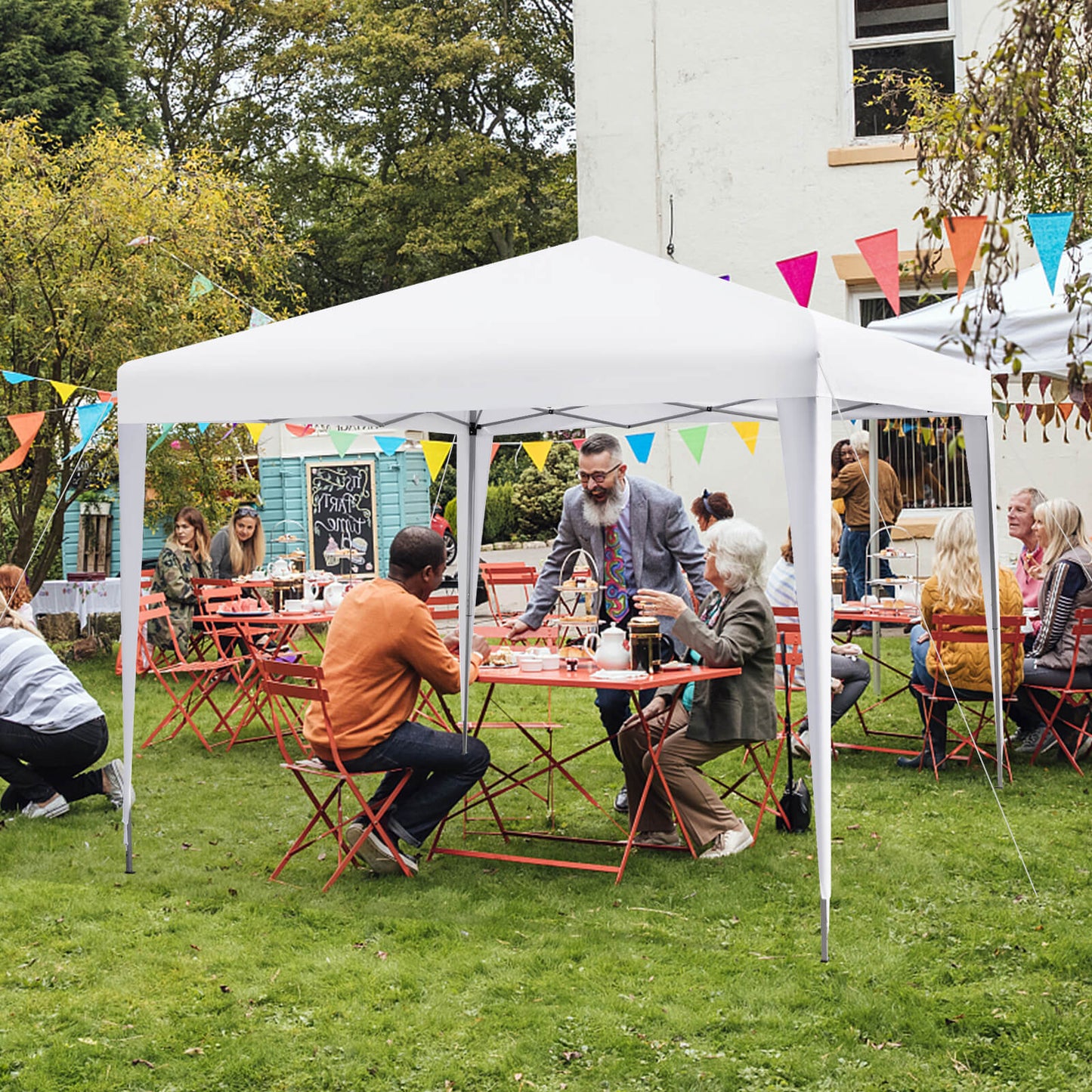 10 x 10 Feet Outdoor Pop-up Patio Canopy for  Beach and Camp, White Canopies   at Gallery Canada